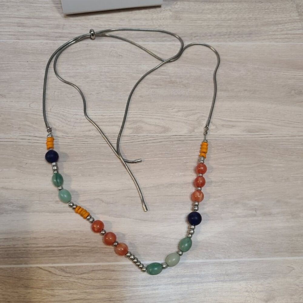 Sonoma Women Beaded Necklace Multicolor Boho Adjustable Bolo Chain Statement NWT